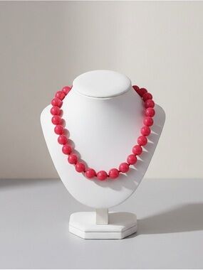 Coral Statement Beaded Necklace Gold Clasp Adjustable Bold Pop Color